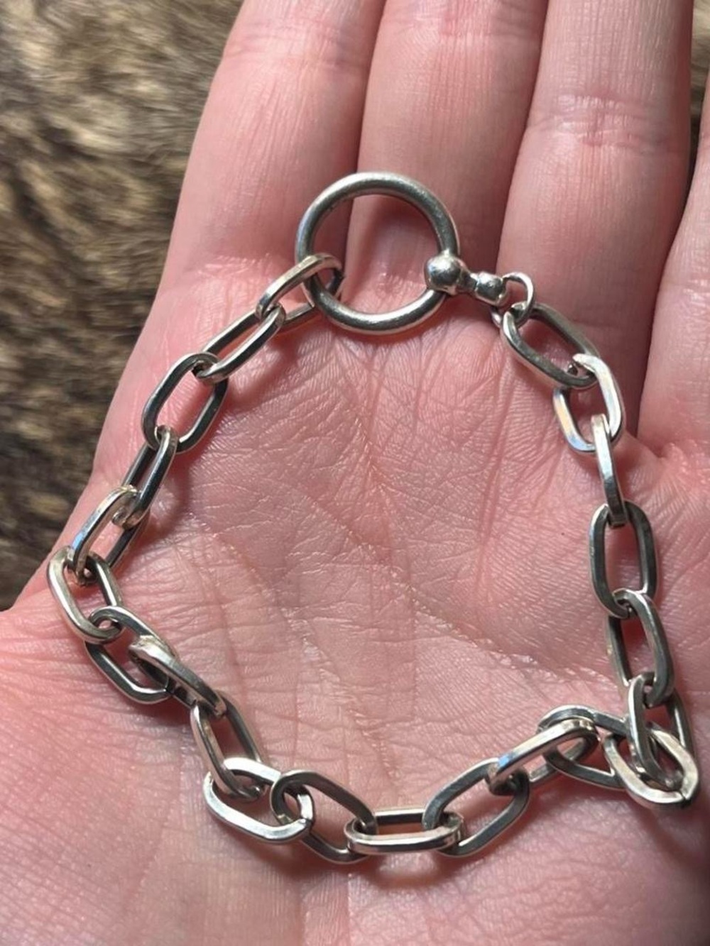 Sterling silver large link chain bracelet